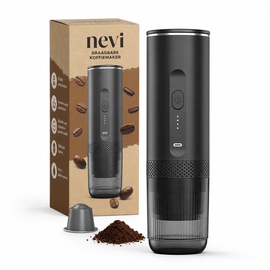 NEVI espressomachine met doos, capsule en gemalen koffie